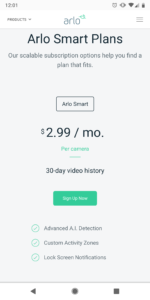 arlo subscription plan